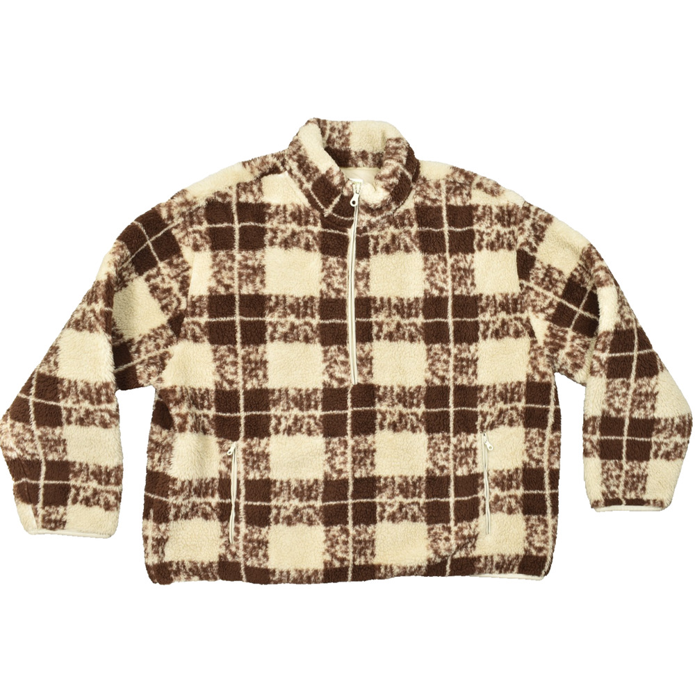 OFFLINE by Aerie Plaid Sherpa Fleece Quarter Zip Pullover Sweater Women's 2XL